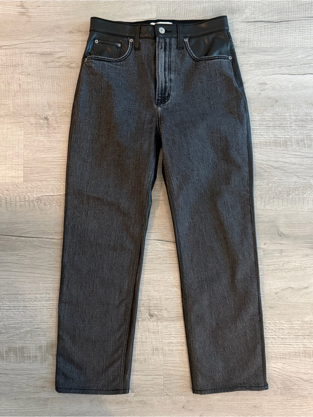 Abercrombie & Fitch Ankle Straight Ultra High Rise Jean/Leather Pant